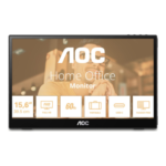 AOC 16T3EA | 16 " | IPS | FHD | 16:9 | 60 Hz | 4 ms | 1920 x 1080 pikseļi | 250 cd/m² | Melns