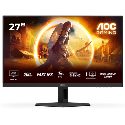 AOC | 27G4HRE | 27 " | Fast IPS | FHD | 16:9 | 200 Hz | 1 ms | 1920 x 1080 pikseļi | 300 cd/m² | HDMI portu skaits 2 | Melns