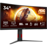 AOC | CU34G4 | 34 " | Fast VA | UWQHD | 21:9 | 180 Hz | 1 ms | 3440 x 1440 pikseļi | 300 cd/m² | HDMI portu skaits 2 | Melns