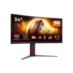 AOC | CU34G4 | 34 " | Fast VA | UWQHD | 21:9 | 180 Hz | 1 ms | 3440 x 1440 pikseļi | 300 cd/m² | HDMI portu skaits 2 | Melns