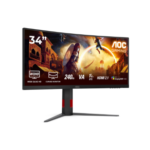 AOC | CU34G4Z | 34 " | Fast VA | WQHD | 21:9 | 240 Hz | 1 ms | 3440 x 1440 pikseļi | 450 cd/m² | HDMI portu skaits: 2 | Melns