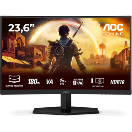 AOC | Spēļu monitors | C24G42E | 24 " | VA | FHD | 16:9 | 180 Hz | 0,5 ms | 1920 x 1080 pikseļi | 250 cd/m² | HDMI portu skaits 2 | Melns