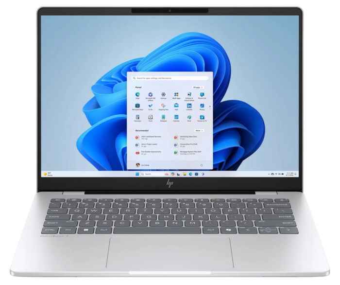 HP OmniBook 7 AI 14, 14", WUXGA OLED, Intel Core Ultra 5 225U, 16GB, 512GB SSD, Intel Graphics, Windows 11 Pro, Silver