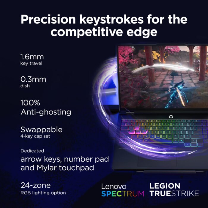 Lenovo Legion Pro 5 16IAX10, 16", WQXGA OLED, Intel Core Ultra 7 255HX, 32 GB DDR5, 1 TB SSD, GeForce RTX 5070 8 GB GDDR7, Windows 11 Home, Eclipse Black