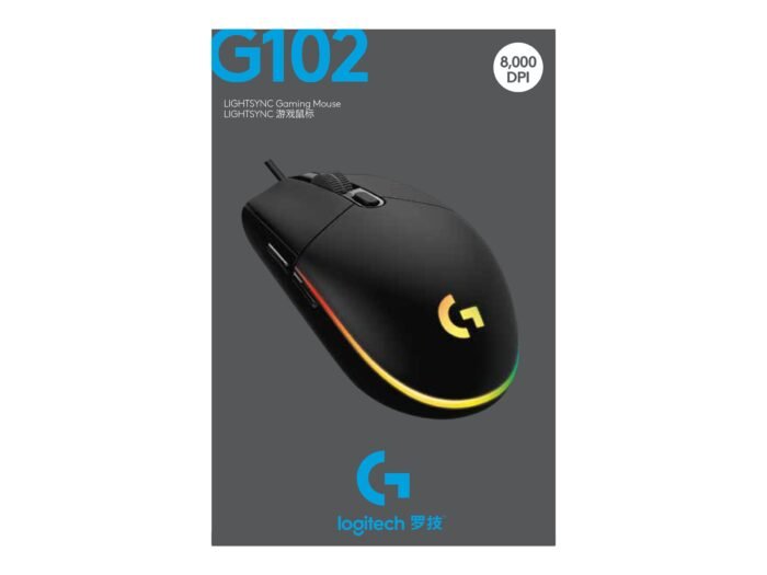 Logitech G102 LIGHTSYNC spēļu pele, vadu, USB, Melna