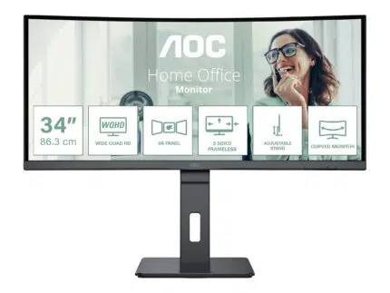 AOC | CU34P3CV | 34" | VA | 21:9 | 100 Hz | 4 ms | 3440 x 1440 pikseļi | HDMI portu skaits 1