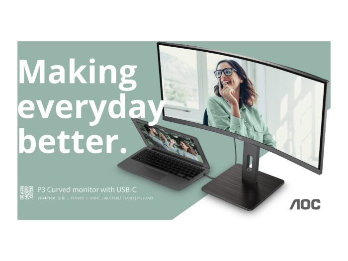 AOC | CU34P3CV | 34" | VA | 21:9 | 100 Hz | 4 ms | 3440 x 1440 pikseļi | HDMI portu skaits 1