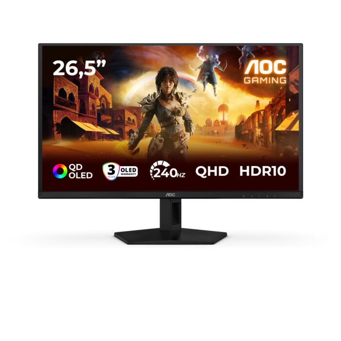 AOC Q27G41ZDF | 27" | QD-OLED | QHD | 16:9 | 240 Hz | 0,03 ms | 2560 x 1440 pikseļi | 400 cd/m² | HDMI portu skaits 1 | melns