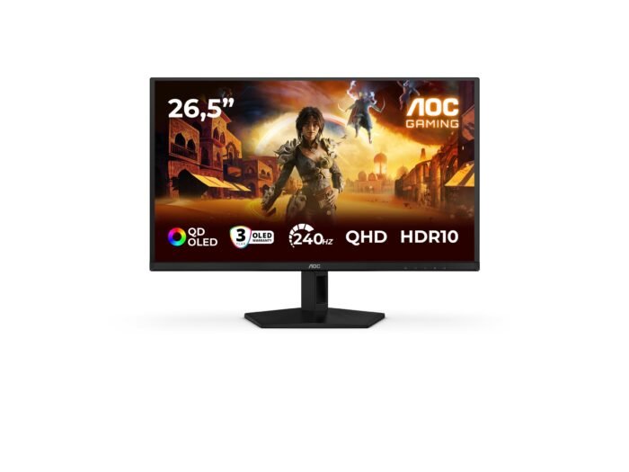 AOC Q27G41ZDF | 27" | QD-OLED | QHD | 16:9 | 240 Hz | 0,03 ms | 2560 x 1440 pikseļi | 400 cd/m² | HDMI portu skaits 1 | melns