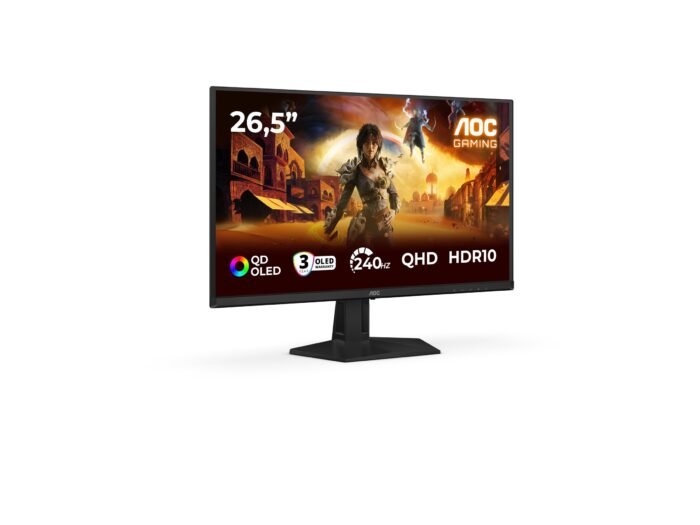 AOC Q27G41ZDF | 27" | QD-OLED | QHD | 16:9 | 240 Hz | 0,03 ms | 2560 x 1440 pikseļi | 400 cd/m² | HDMI portu skaits 1 | melns