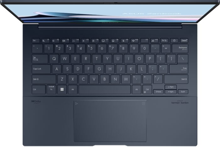 Asus | Zenbook 14 UX3405CA-PZ217W | Ponder Blue | 14 " | OLED | Touchscreen | 3K | 2880 x 1800 pikseļi | 120 Hz | Glossy | Intel Core Ultra 7 | 255H | 32 GB | LPDDR5X | SSD kapacitāte 1000 GB | Intel Graphics | Windows 11 Home | 802.11be | Bluetooth versija 5.4 | Tastatūras valoda US international | Apgaismota tastatūra | Garantija 24 mēneši | Akumulatora garantija 12 mēneši