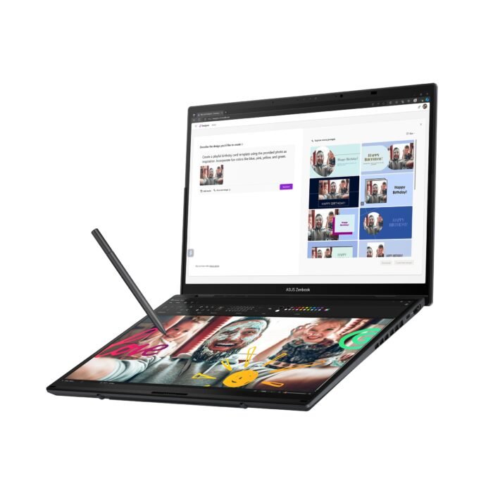 Asus | Zenbook Duo UX8406CA-PZ009W | Basalt Gray | 14" | OLED | Skārienekrāns | 3K | 2880 x 1800 pikseļi | Spīdīgs | Intel Core Ultra 9 | 285H | 32 GB | LPDDR5X | Cietvielas diska ietilpība 2000 GB | Intel Graphics | Windows 11 Home | 802.11be | Bluetooth versija 5.4 | Tastatūras valoda ASV starptautiskā | Tastatūras apgaismojums