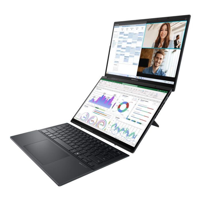 Asus | Zenbook Duo UX8406CA-QL287W | Inkwell Gray | 14" | OLED | Skārienekrāns | FHD | 1920 x 1200 pikseļi | Intel Core Ultra 7 | 255H | 16 GB | LPDDR5X | Cietvielas diska ietilpība 1000 GB | Intel Arc Graphics | Windows 11 Home | 802.11be | Bluetooth versija 5.4 | Tastatūras valoda ASV starptautiskā | Tastatūras apgaismojums | Garantija 24 mēneši | Akumulatora garantija 12 mēneši