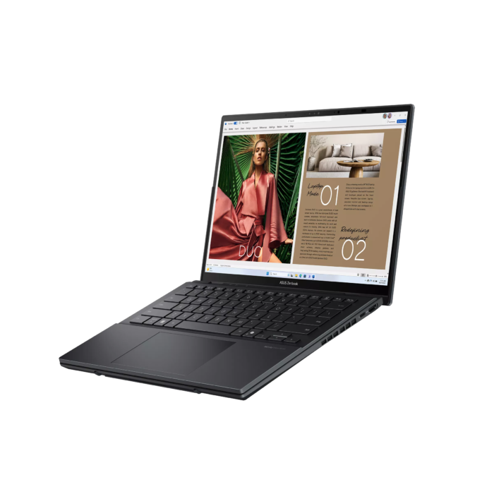 Asus Zenbook Duo UX8406CA-QL358X | Inkwell Gray | 14" | OLED | Skārienekrāns | FHD | 1920 x 1200 pikseļi | 60 Hz | Spīdīgs | Intel Core Ultra 7 | 255H | 16 GB | LPDDR5X | Cietvielas diska ietilpība 1000 GB | Intel Arc Graphics | Windows 11 Pro | 802.11be | Bluetooth versija 5.4 | Tastatūras valoda ASV starptautiskā | Tastatūras apgaismojums | Garantija 24 mēneši | Akumulatora garantija 12 mēneši