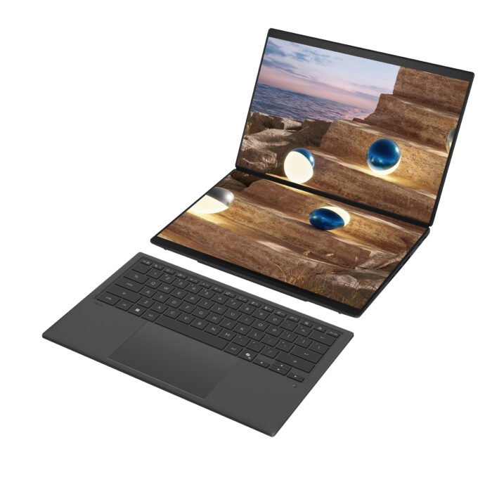 Asus | Zenbook Duo UX8407AA-SN066W | Moher Gray | 14" | OLED | Skārienekrāns | 2.8K | 2880 x 1800 pikseļi | 144 Hz | Pretatspīduma | Intel Core Ultra X9 | 378H | 32 GB | LPDDR5X | Cietvielas diska ietilpība 2000 GB | Intel Arc Graphics | Windows 11 Pro | 802.11be | Bluetooth versija 5.4 | Tastatūras valoda ASV starptautiskā | Tastatūras apgaismojums | Garantija 24 mēneši | Akumulatora garantija 12 mēneši