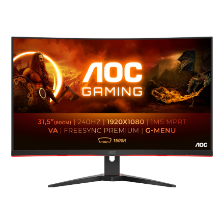 AOC | Izliekts spēļu monitors | C32G2ZE | 31.5 " | VA | FHD | 16:9 | 240 Hz | 1 ms | 1920 x 1080 | 300 cd/m² | Austiņu izeja (3.5mm) | HDMI pieslēgvietu skaits 2 | Melns | Garantija 36 mēneši